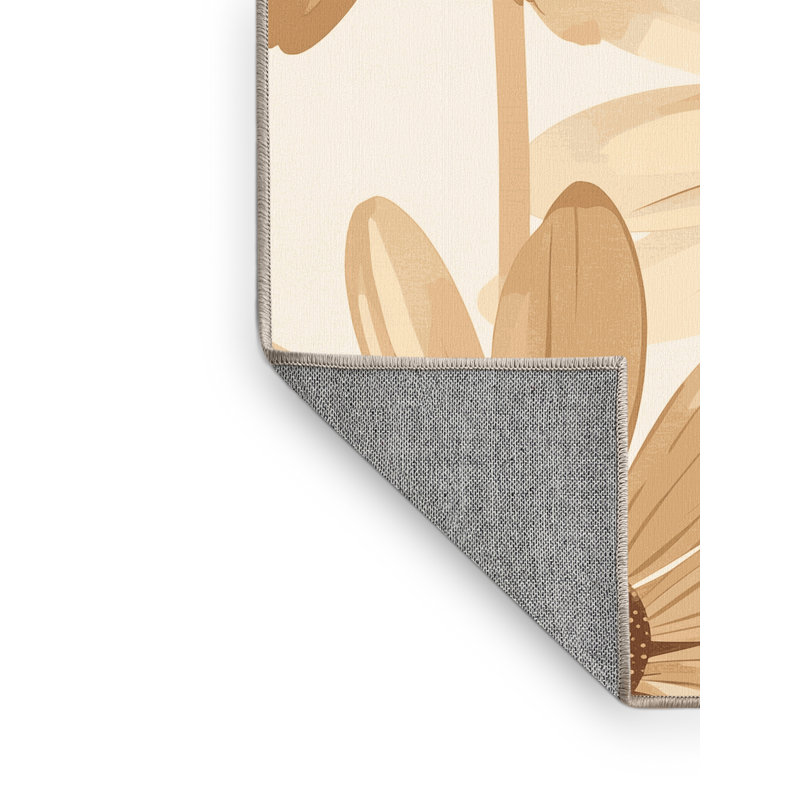 Machine Washable Ortmund Daisy Scandinavian Rug in Beige – Beige Binding, 8x10