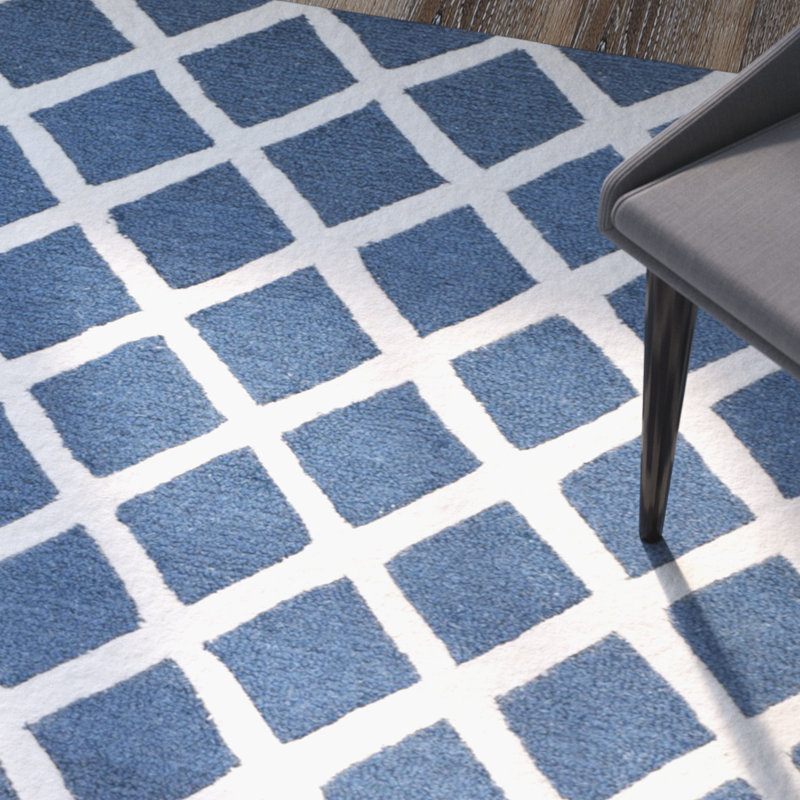 Sanyla Hand Tufted Wool Geometric Rug, Rectangle 9' x 12'