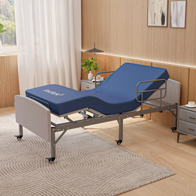 Easyrest Adjustable Bed Frame with Wheels, Wireless Remote, Underbed Light & Storage Rails, Easy Assembly