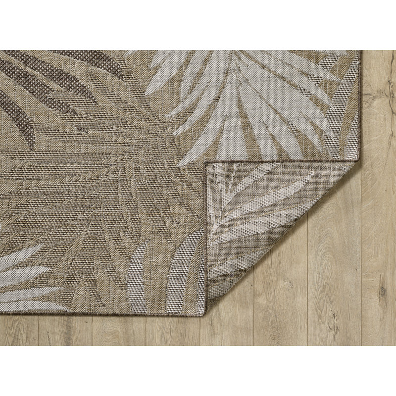 Tapis intérieur / extérieur tissé à la machine Ablie, Rectangle 3 pi 3 po x 4 pi 11 po, Naturel