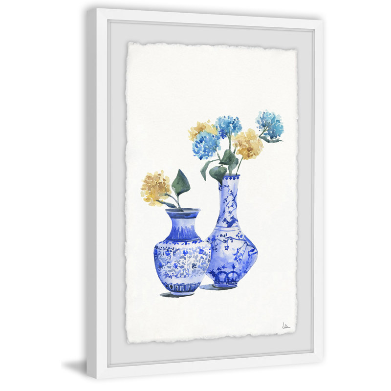 Two Vases With Flowers - Single Picture Frame Painting, 45cm H x 30cm W