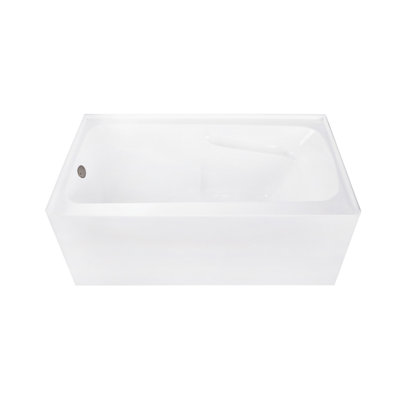 Baignoire alcôve rectangulaire en acrylique à 3 parois 54 pouces avec accoudoirs Kingston Eden