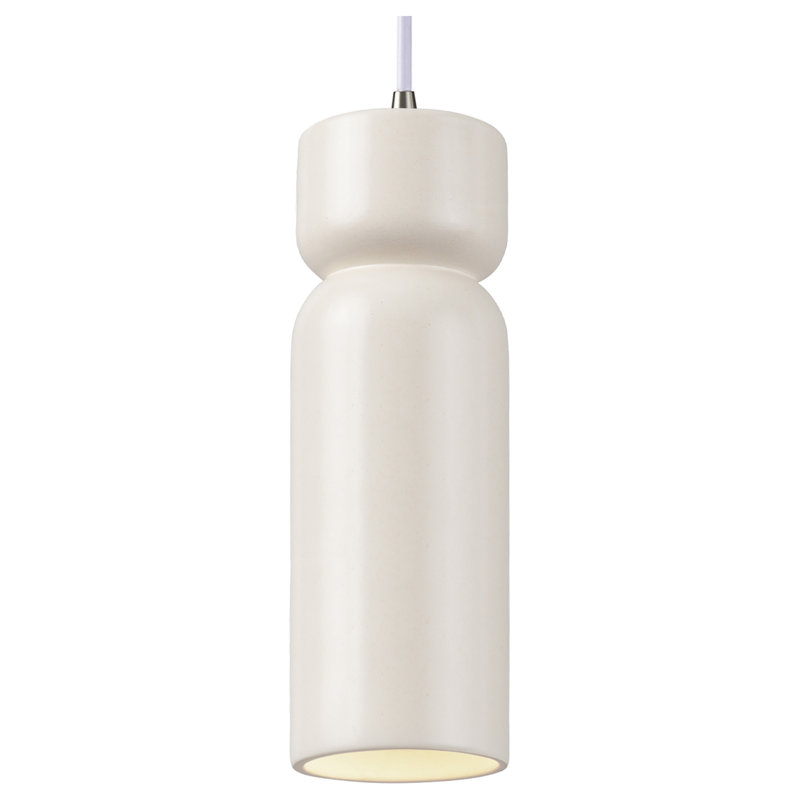 Luminaire suspendu sablier 1 lumière Ashford, Nickel brossé, Blanc mat