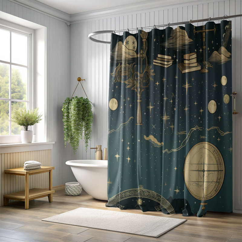 Moonlit Tranquil - Premium Shower Curtain, 74"H x 71"W