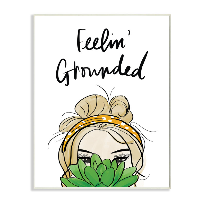 «Feeling Grounded Expression Woman with Plant» par Anna Quach - impression, Plaque murale, H 15 po x l 10 po