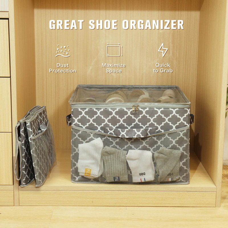 Cloth Shoe Rack With Cover, Foldable And Adjustable Partitions, Lantern