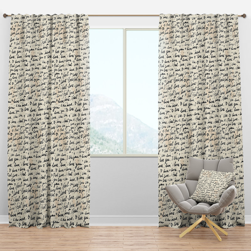 Motif de texte I Feel LOVE - Rideau bohémien - Velours obscurcissant - 1 panneau, l 52 po x L 90 po