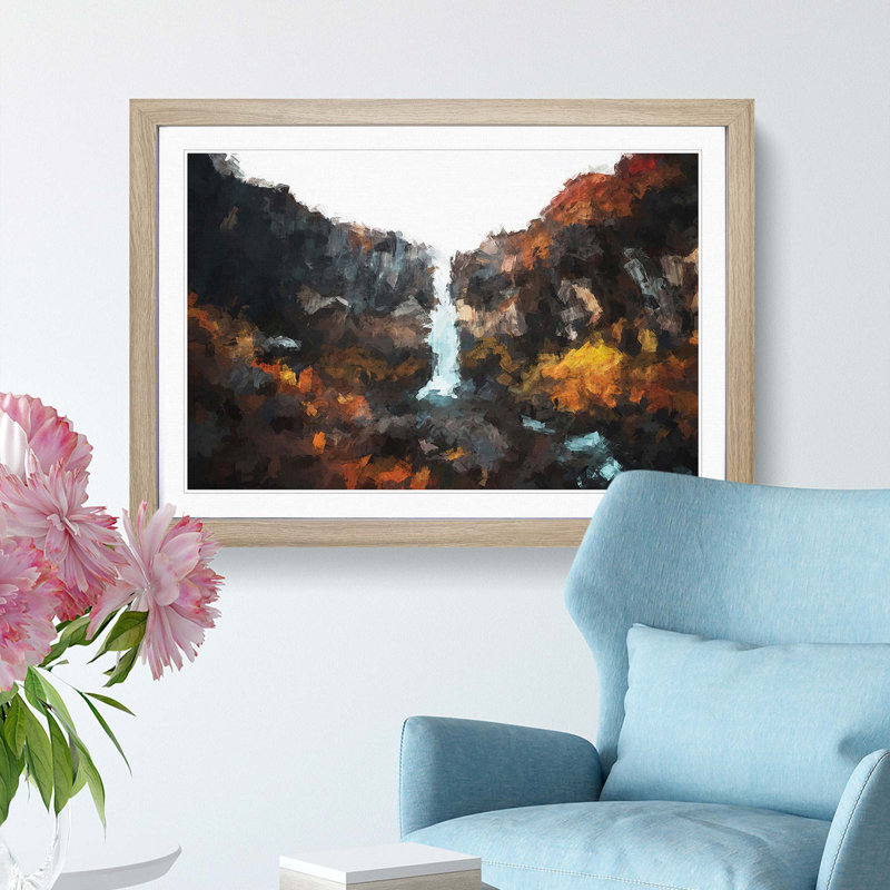 Svartifoss Waterfall in Iceland in Abstract - Framed Print, 62cm H x 87cm W x 2cm D, Oak Framed