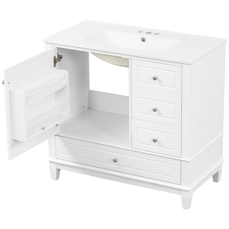 Kokkina 36" Bathroom Vanity With Ceramic Sink, White