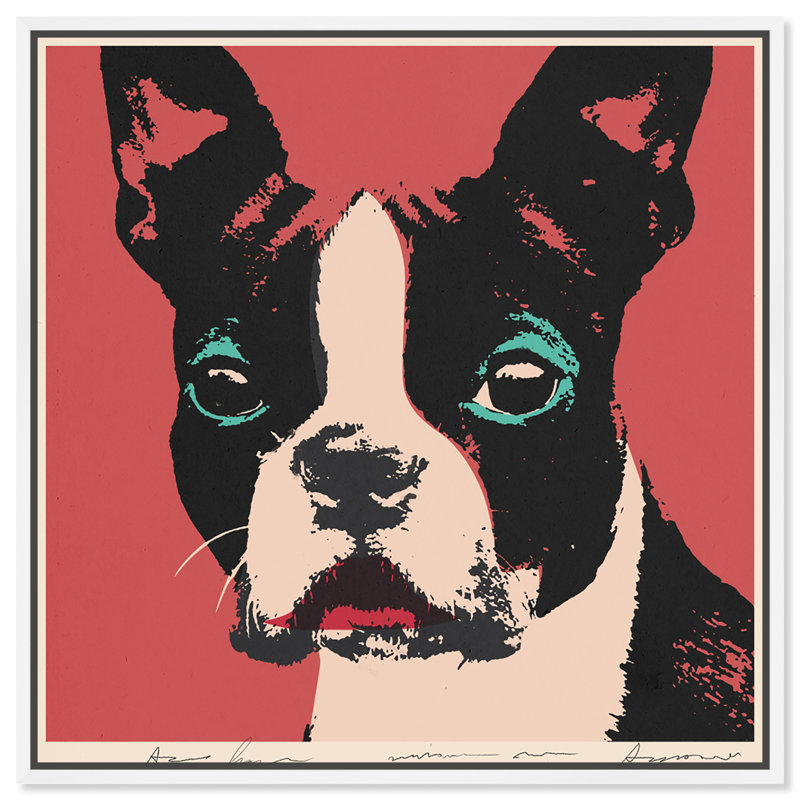 «Doggy Warhol», reproduction d'impression sur toile tendue, H 40 po x l 40 po, Cadre blanc