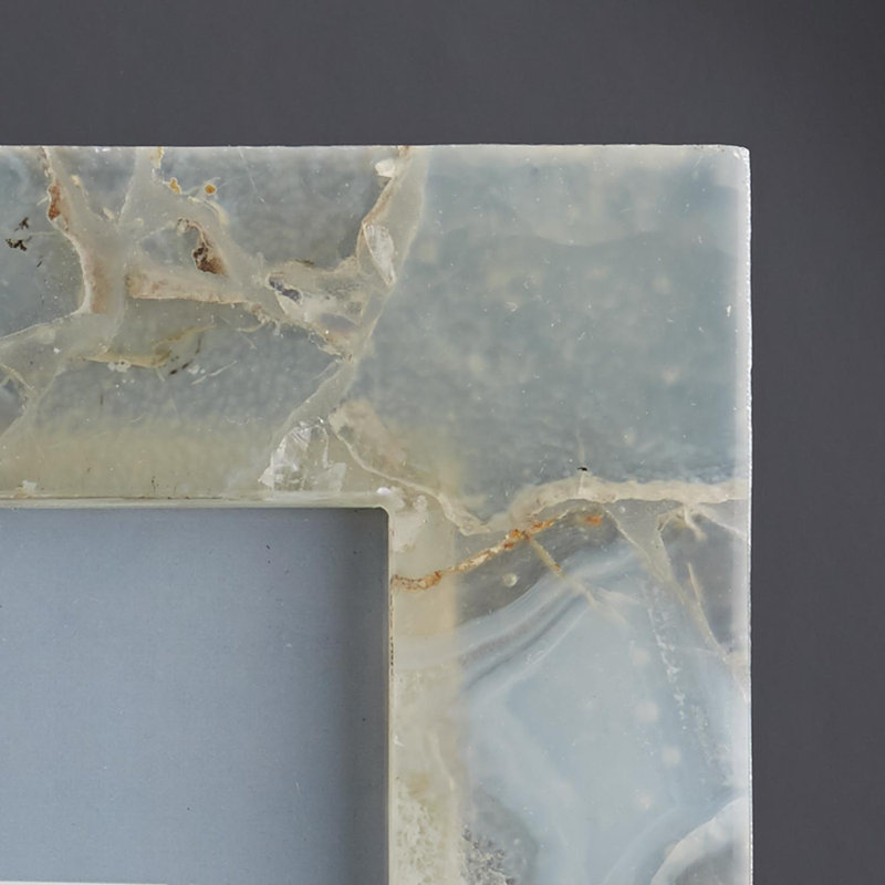 Distressed White Agate Rectangular Tabletop Photo Frames - Set of 2