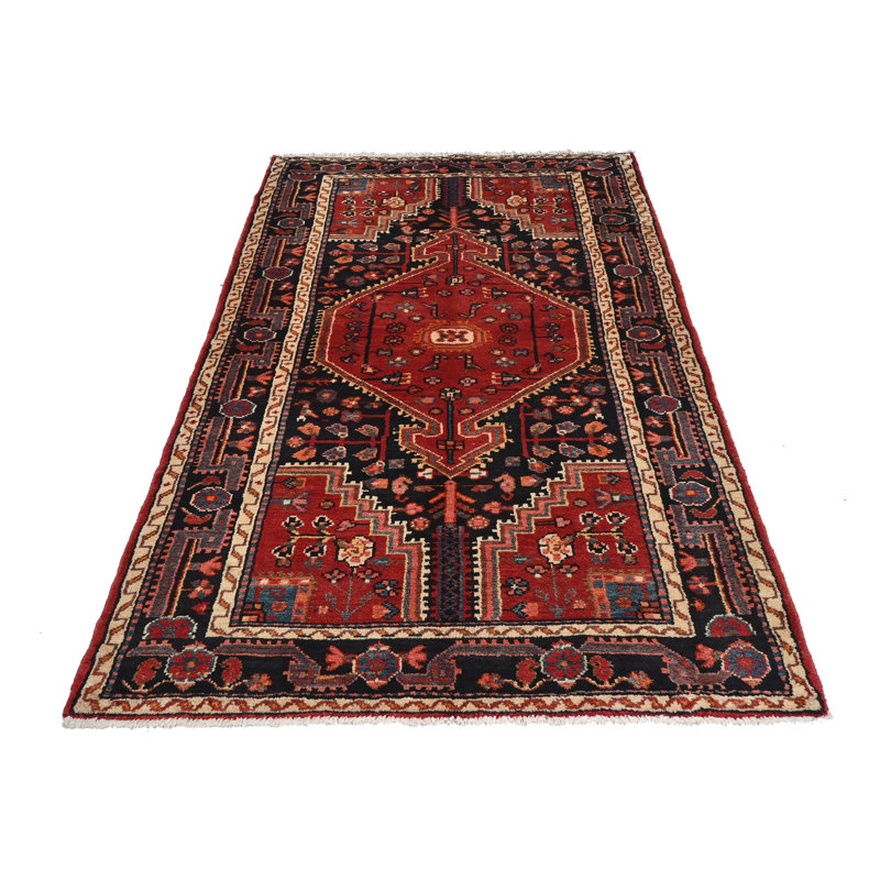 Tapis oriental rétro rouge tribal 3 pi 7 po x 6 pi