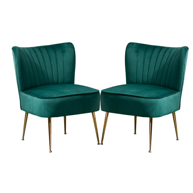Brumm Velvet Side Chair, Green
