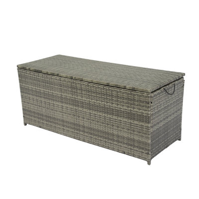 Outdoor Storage Box, Wicker Patio Deck Boxes With Lid, Outdoor Cushion Storage For Kids Toys, Pillows, Towel