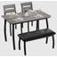 Ensemble de table de salle à manger pour 4 personnes, table de cuisine en bois robuste avec chanfrein et pieds en métal, banc rembourré-187819410