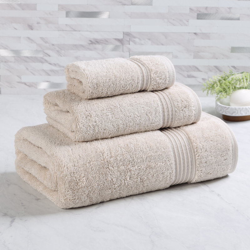 Oleg Heritage Egyptian Cotton Soft Absorbent Luxury 3 Piece Bathroom Towel Set, Stone