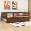 Lit de jour en bois avec couchette simple et garde-corps-219571555-219571553