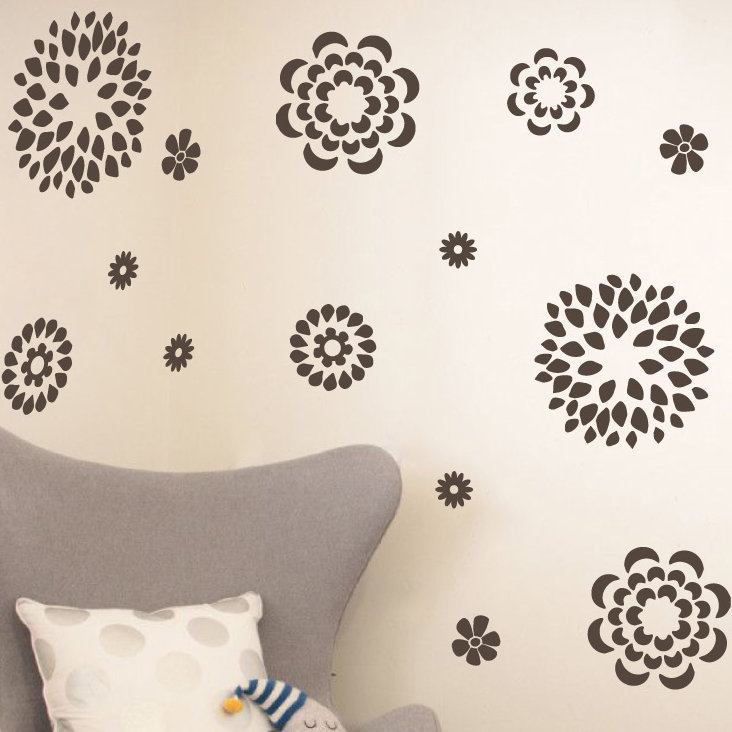 Adhésif décoratif motif floral, H 19 po x l 24 po x P 0,01 po, Brun