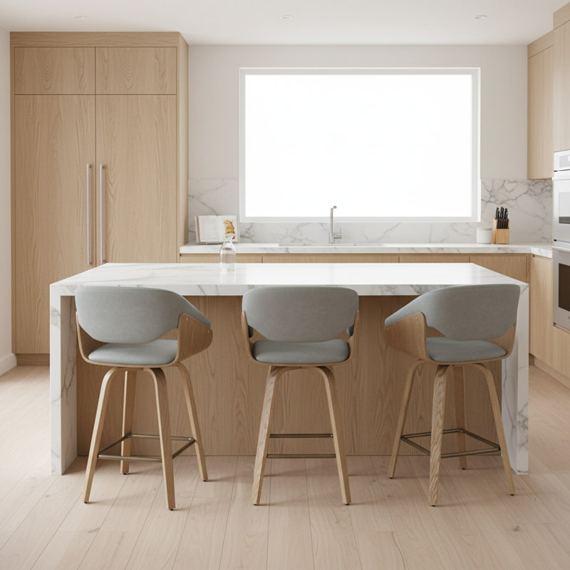 Swivel Counter Stool, Light Gray