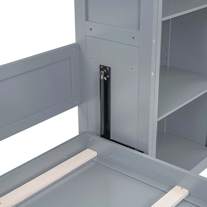 Murphy Bed Wall Bed with Shelves, Gray, Queen