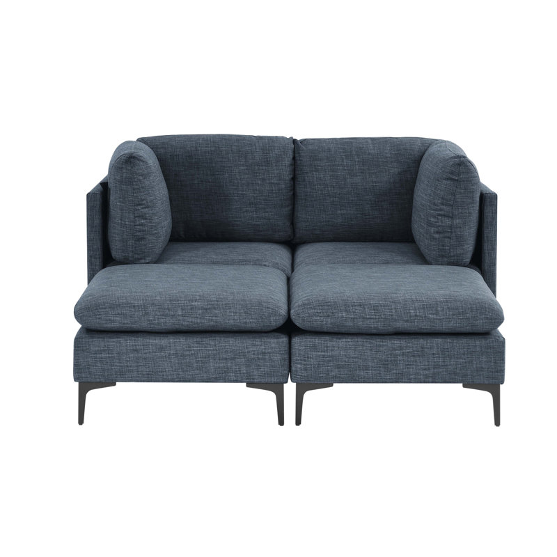 Canapé modulaire rembourré avec pieds en métal, Bleu très foncé