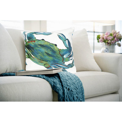 Housse et insert de coussin carré extérieur Vision III en crabe bleu