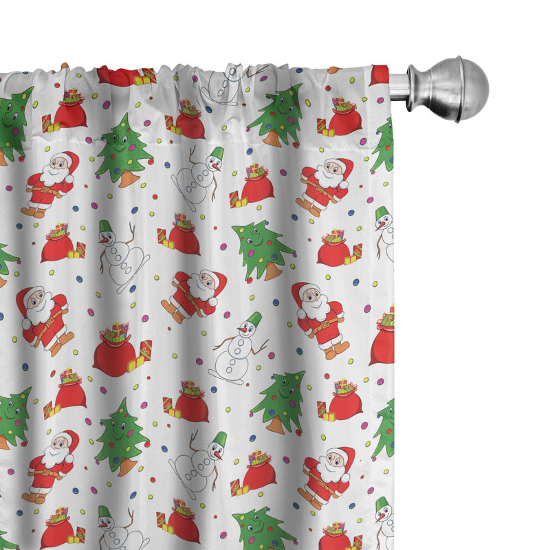 Christmas Polka Dot Semi-Sheer Rod Pocket Curtain Panels, 28" x 95"