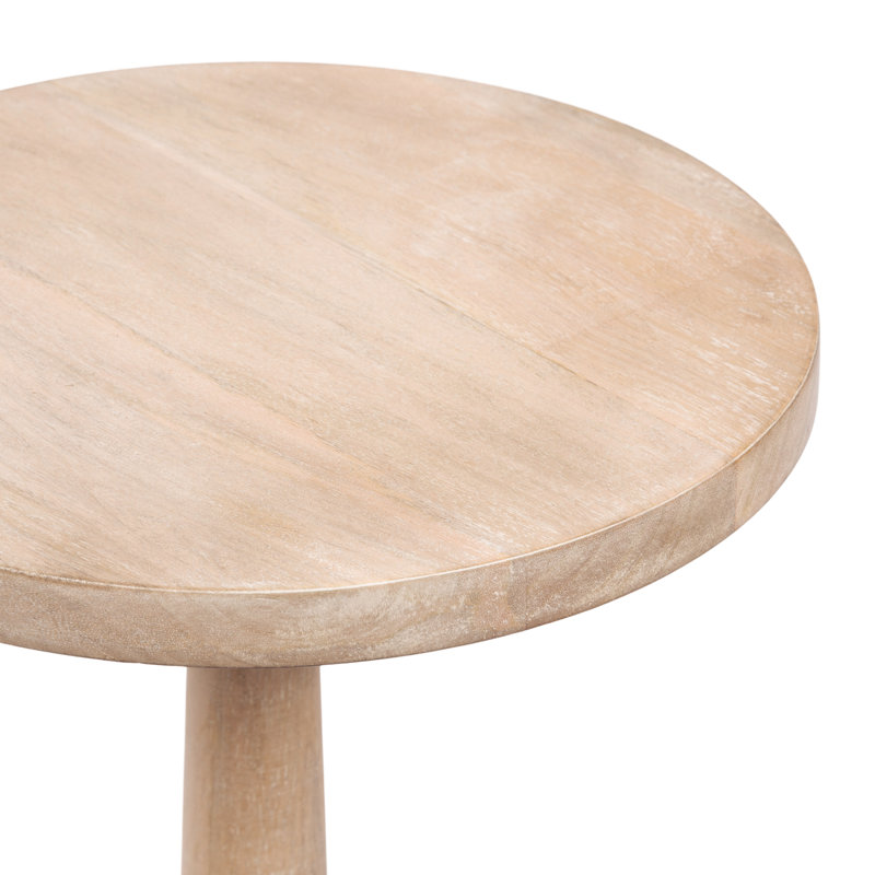 Mango Wood Round Drink Table, Beige