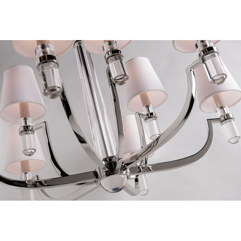 Dayton 9 - Light Chandelier, Aged Brass, White