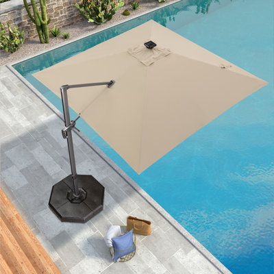 Yatra 120'' Lighted  Beige Cantilever Umbrella