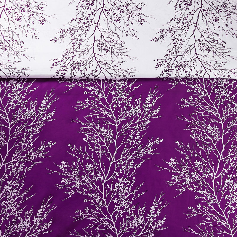 Foliage Reversible Comforter Set, Purple/White, Twin Comforter Set + 4 Additional Pieces