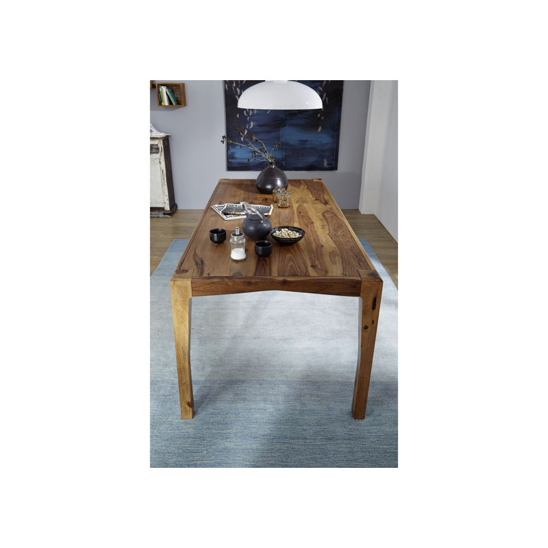 Ancona Sheesham and Rosewood Rectangular Wood Top Dining Table with Wood Base, H77 x L140 x W85cm