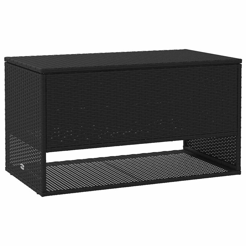 Vidaxl Cushion Box PE Rattan, Powder-Coated Steel, Polyester, 21.9" H x 39.4" W x 21.7" D, Black
