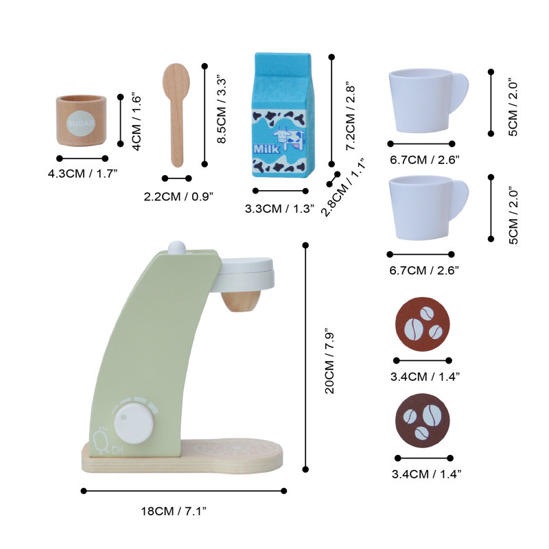 Little Chef Frankfurt Wooden Coffee Machine Play Kitchen Appliance