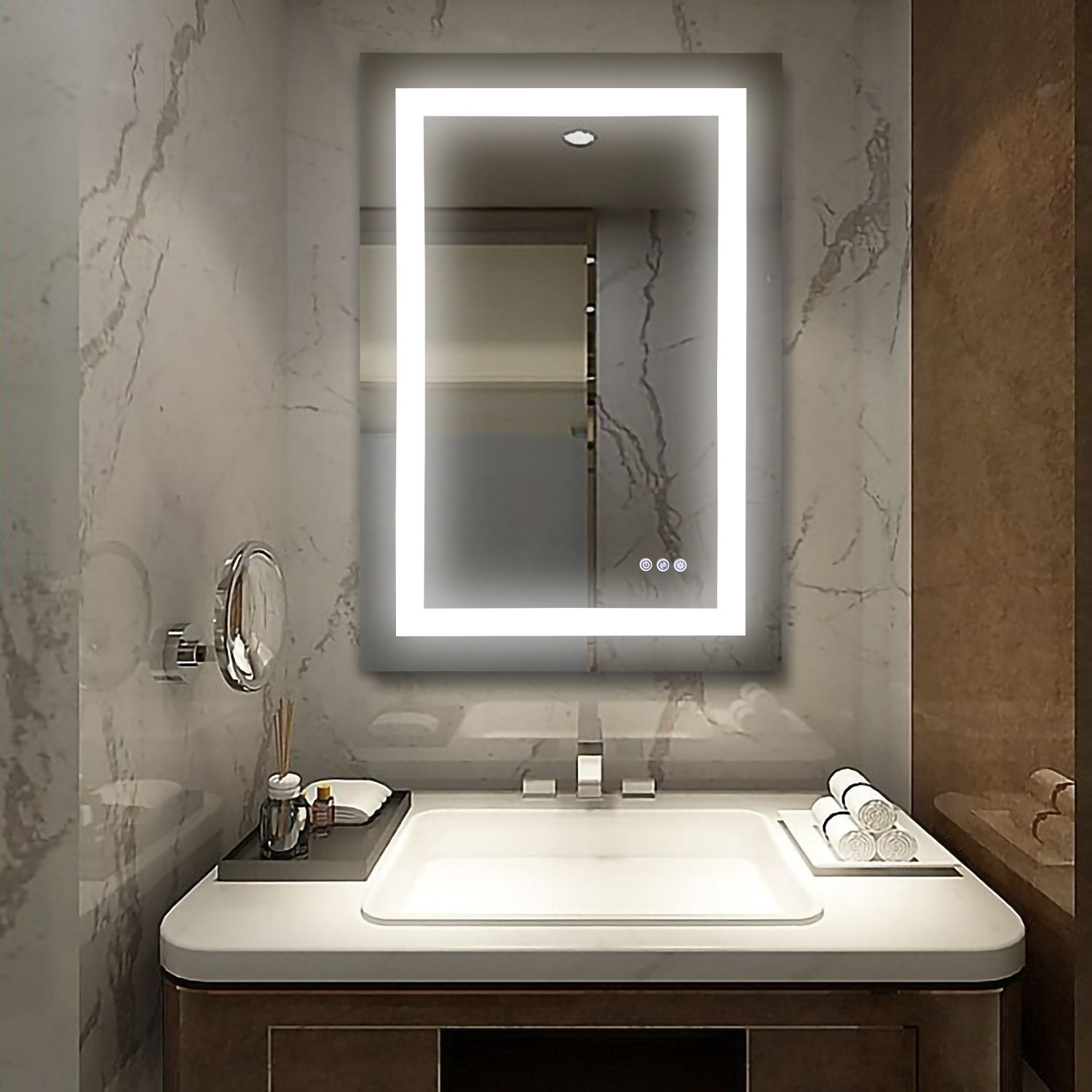 Wrought Studio Frameless LED Wall Mounted Bathroom Mirror With Vertical ...