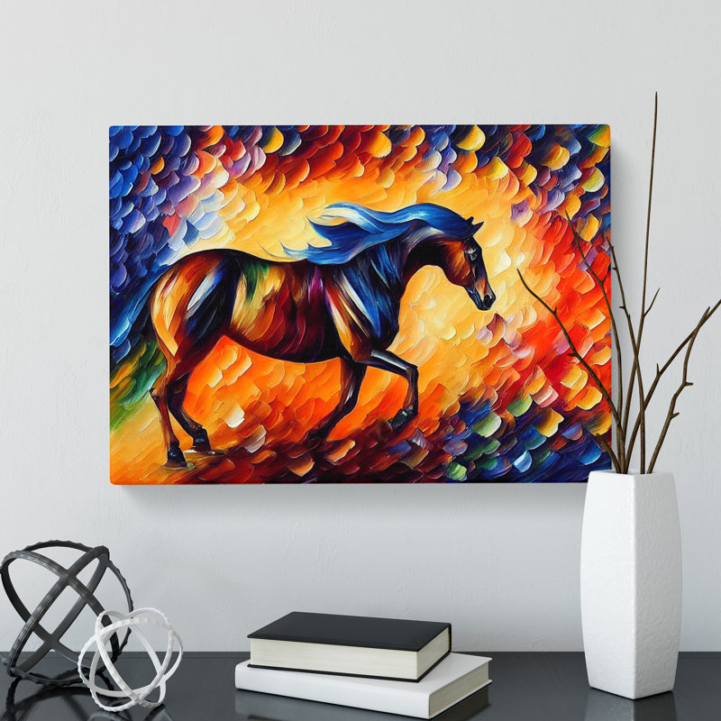 XXX-H1022-WF-4757X Horse Painting Vol.3 Abstract - Wrapped Canvas Print, 50cm H x 76cm W x 3cm D