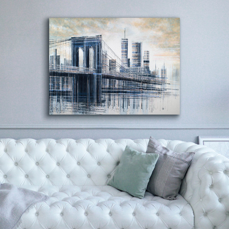 «The Manhattan Bridge At Sunset 1» par Marc Todd, H 40 po x l 54 po x P 1,5 po