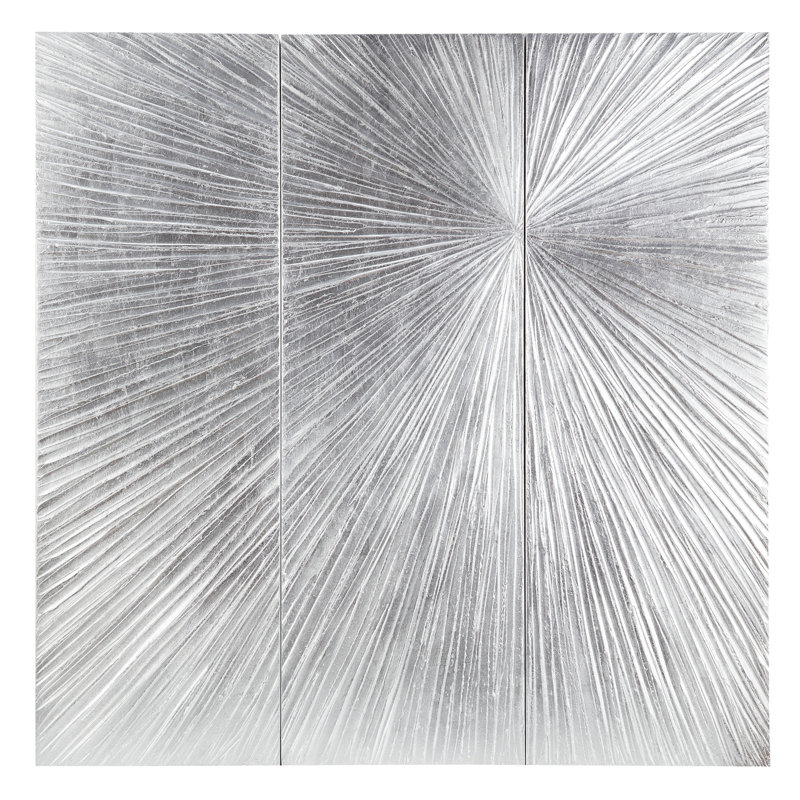 Silver Sunburst Hand Painted Dimensional Resin Wall Art Set
