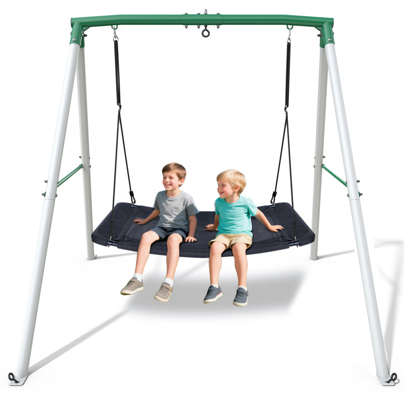 Metal Swing Set With 60" Large Platform Swing