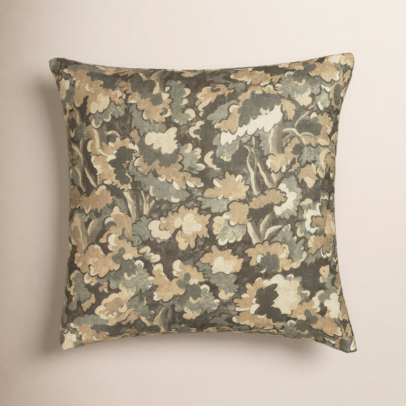 Coussin Cascade Tongas, Plumes, Vert, Carré 22 po