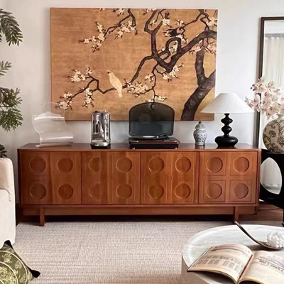  78.74'' Wood TV Stands for Living Room, Mid Century Modern TV Console, Entertainment Center with Storage, Walnut