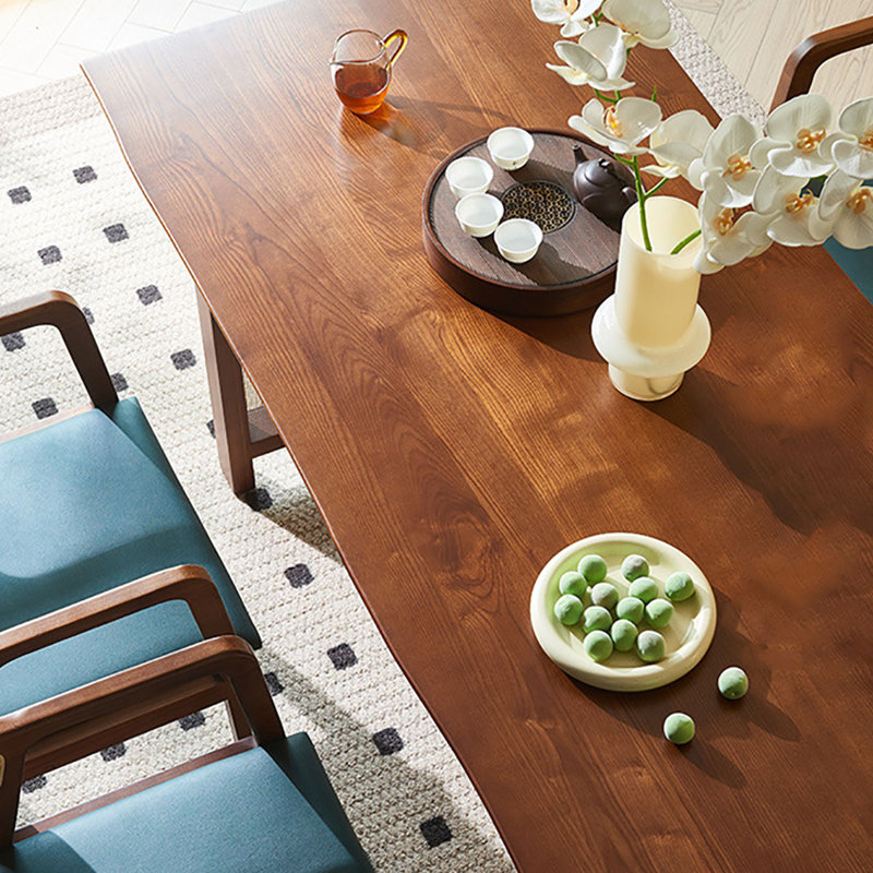Table de salle à manger moderne en bois de frêne massif avec rotin, H 29,1 po x L 78,7 po x l 33,5 po