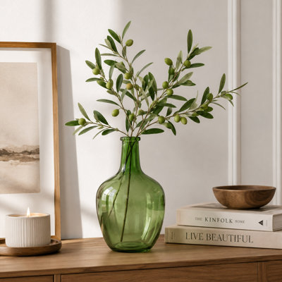 Vase en verre à goulot d'étranglement, vase de plancher décoratif pour arrangements floraux à longues tiges