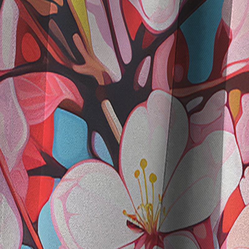 «Pink Apple Blossom Collage I» - rideau occultant - 1 panneau, L 52 po x L 108 po