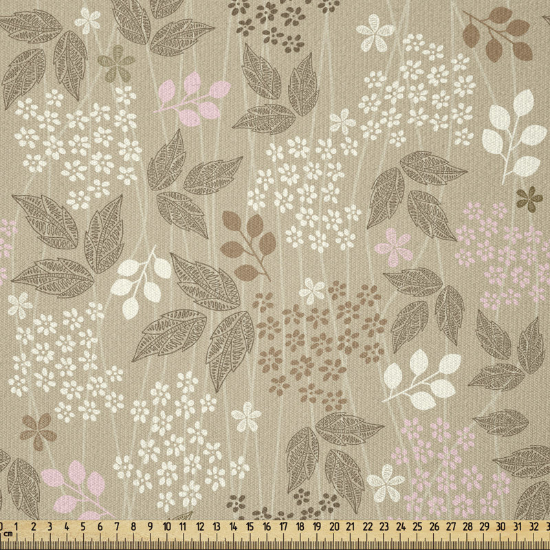 Tissu floral au bord de la cour, feuilles rétro, marguerites, silhouettes, éléments décoratifs décoratifs, motif romantique
