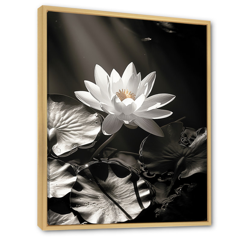 Lotus dans la jungle sur toile, Cadre flottant naturel, H 32 po x l 24 po x P 1 po