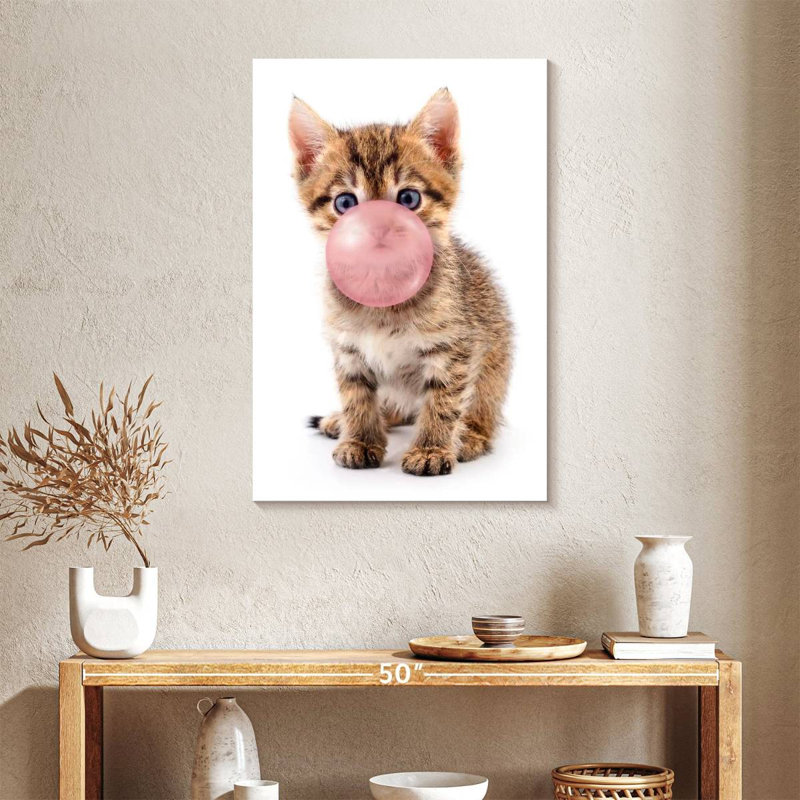 " Bubble Gum Kitten ", 24" H x 36" W x 1.25" D