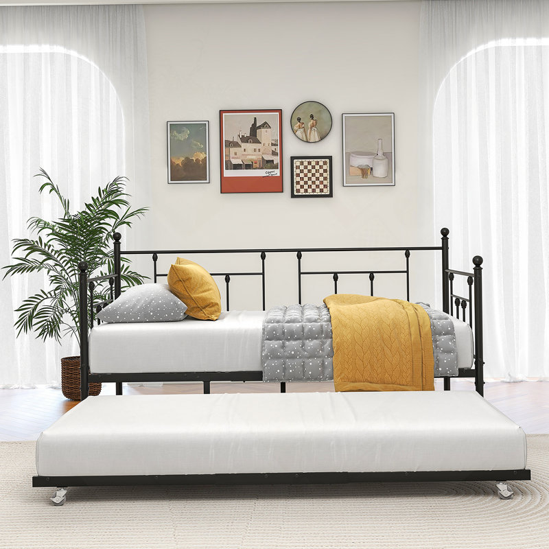 Metal Daybed Frame Twin Size Platform with trundle