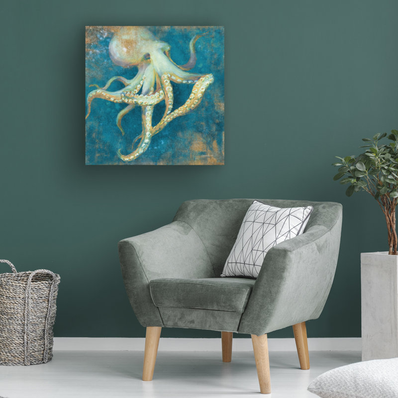 «Ocean Octopus on Canvas» par Danhui Nai, peinture, H 14 po x l 14 po x P 2 po