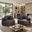 Ensemble de 2 fauteuils d'appoint surdimensionnés en chenille surdimensionnés gris avec 3 coussins chacun et siège en mousse et à ressorts-130142525-130142529